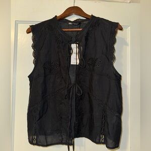 Zara lace up tie top